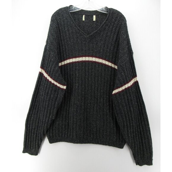 VINTAGE Eddie Bauer Sweater XL Pullover Striped Chunky Knit Grandpa 90s - Picture 1 of 11